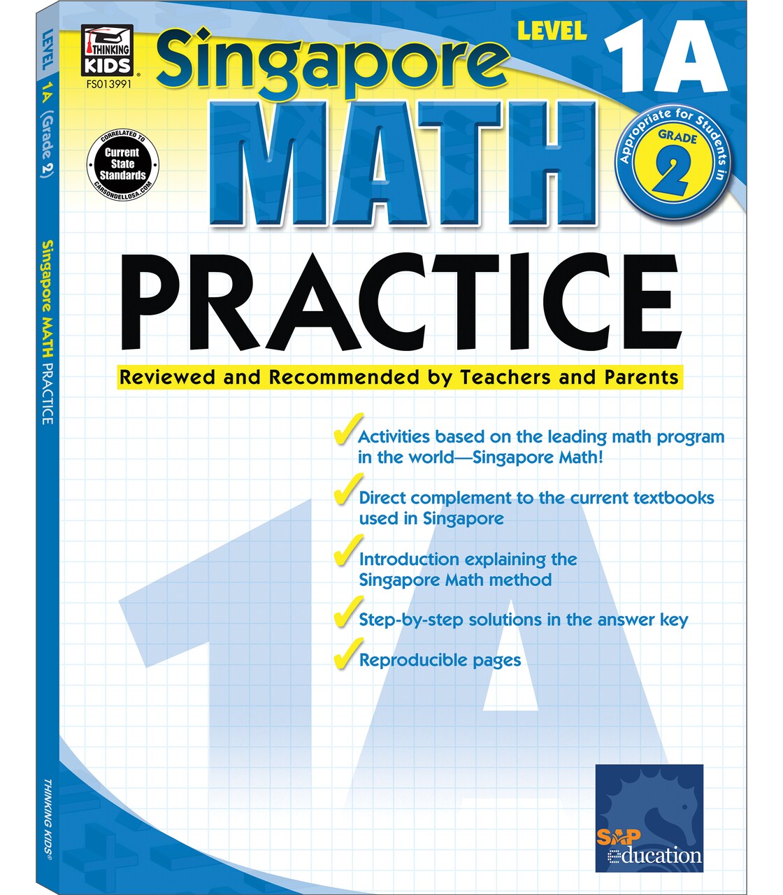 Singapore Math Practice Workbook—Level 1A, Grade 2 Math Book, Adding and Subtracting, Ordinal Numbers, Number Bonds, Identifying Shapes and Patterns (128 pgs)